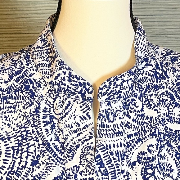 Sara Campbell Paisley Tie Front Shirt Dress Women’s Size L Blue White Preppy USA - Picture 4 of 8